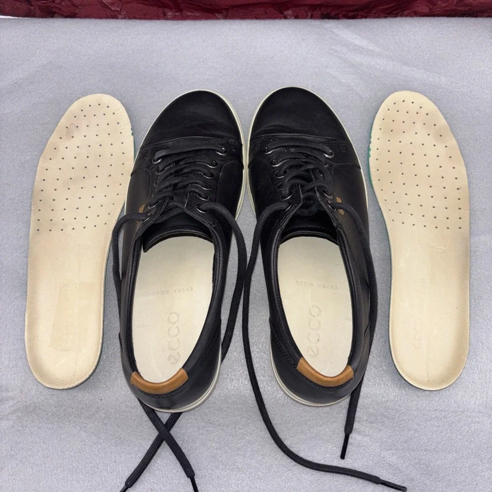 ECCO Soft 7 Black Leather Comfort Walking Sneakers Casual Shoes Womens Size 9 EC